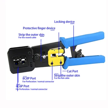 

RJ45 Crimper Hand Network Tools Pliers Cable Stripper Pressing Clamp Tongs Clip