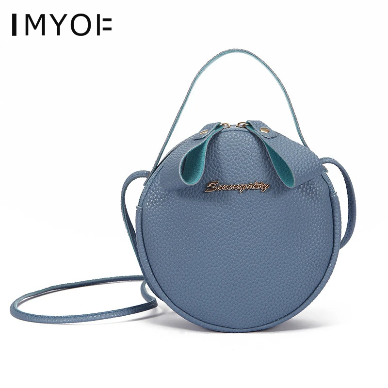 

Women's Mini Messenger Bags PU Leather Solid Color Round Small Shoulder Bag Fashion Ladies Purses Handbags Party Phone Clutch