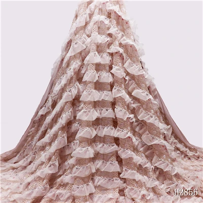 Pink Lace Fabric YF HZGJMY африканская кружевная ткань роскошный Тюль кружевная ткань appiques элегантная французская нигерийская Тюлевая ткань для вечернего платья A 2856 - Цвет: Pink Lace Fabric