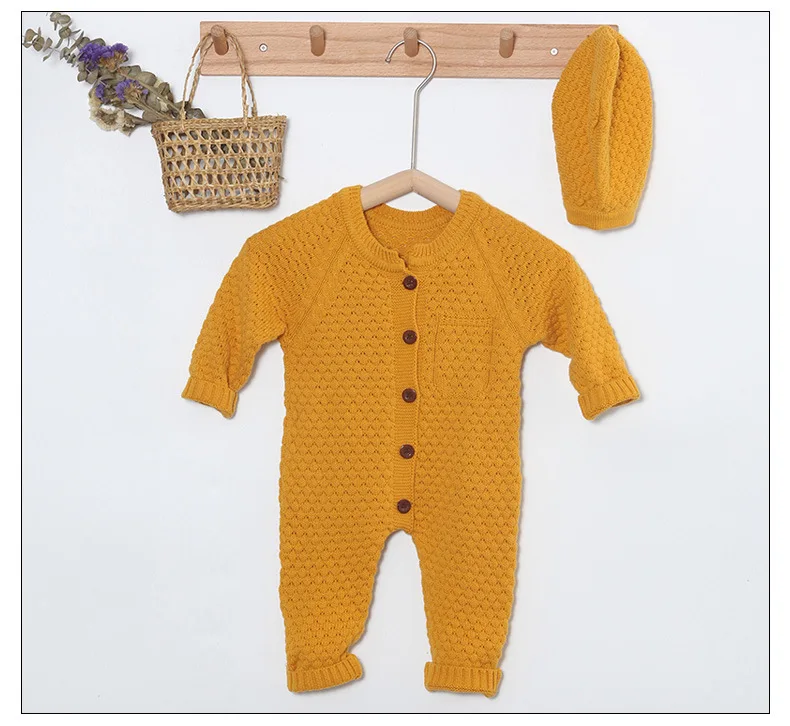 Yg Newborn Baby Autumn Knitted One-piece Clothes 0-3 Years Old Boys And Girls Long Sleeved Climbing Clothes Bag Fart Ha Clothes Baby Clothing Set for boy