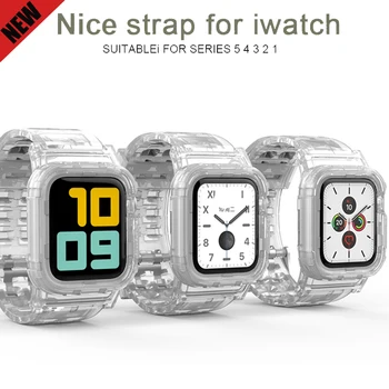 

New Soft Transparent Rubber Sports Band for Apple Watch 38/40/42/44mm Strap Bracelet for i Watch Series 5 4 3 2 1 Watchband case