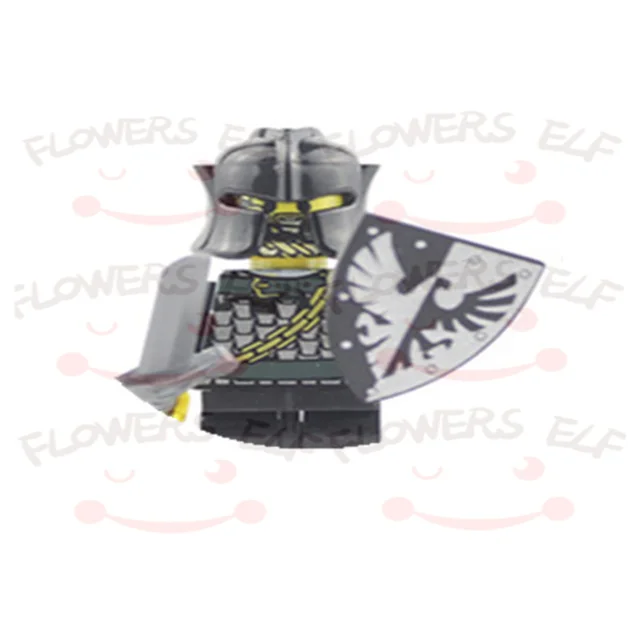 1PCS Blue Lion Red Green Dragon Knight Mini Two-person Villain Middle Age Assembling Building Blocks Children'sToy Medieval Knig 9808F