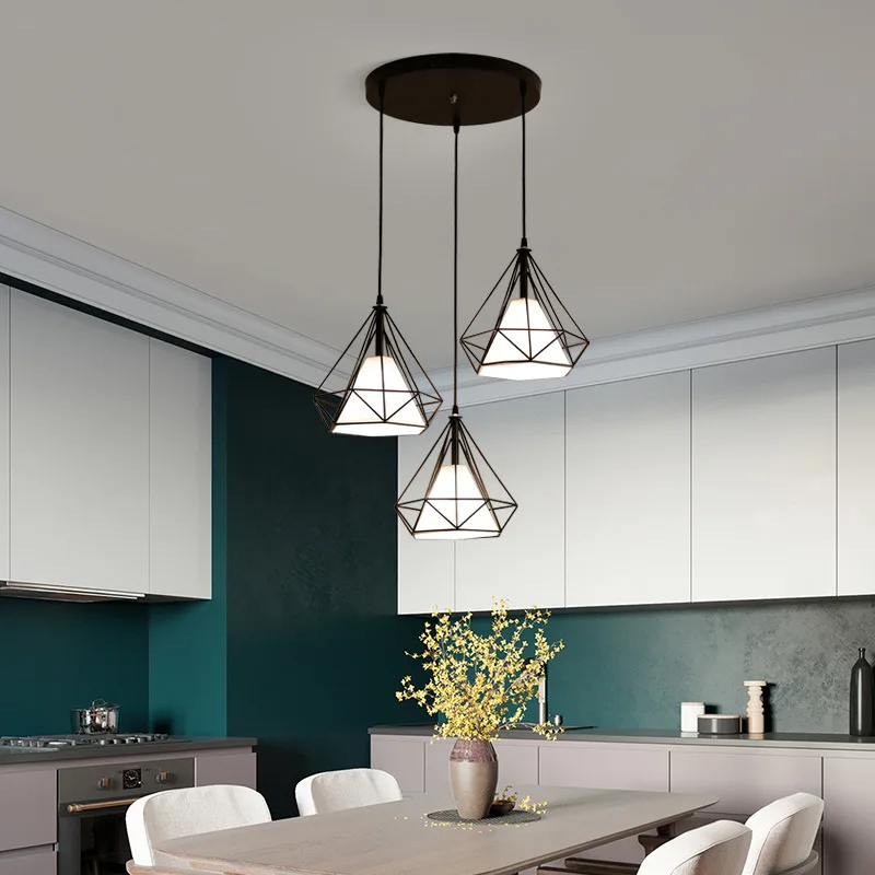 Lâmpada do Teto Luz de Teto Nordicblack Branco Diamante Ferro Pirâmide Sala Estar Estudo Varanda Bar Hotel Corredor wc Escritório E27 7 Cheap Luzes de teto