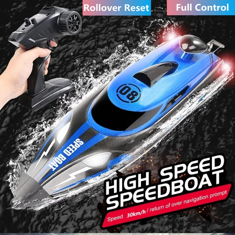 

High-speed Precision Waterproof Racing RC Boat 30KM/H 150M Range Night Light Rollover Reset Radio Control Speedboat Boat Model