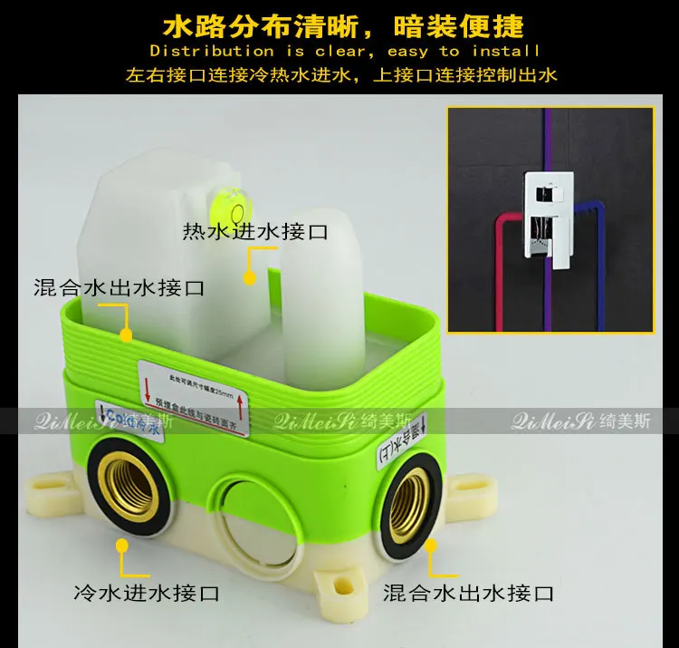 Медь Скрытая душевая стенка для душа обслуживание отеля смешивающий клапан тела клапан переключатель квадратный со встроенной коробкой