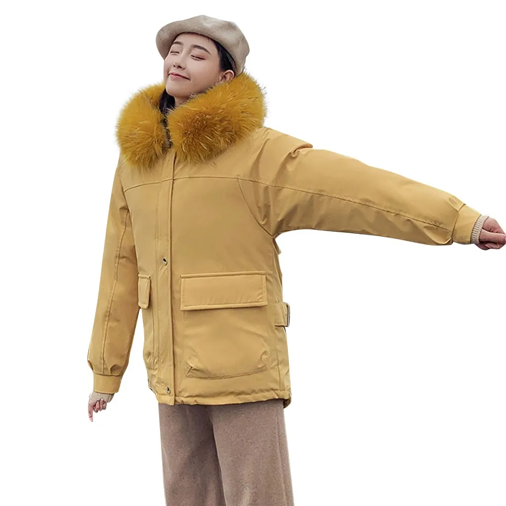 Yellow Осенне-зимняя куртка Женское пальто модное женское зимнее пальто с капюшоном женские короткие парки теплая Повседневная куртка Женская# J30 - Цвет: Yellow