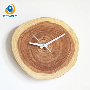 

Simple Wall Clock Solid Wood Ring Time Trace Mute Modern Design Nordic Wooden Quartz Living Room American-style Decoration