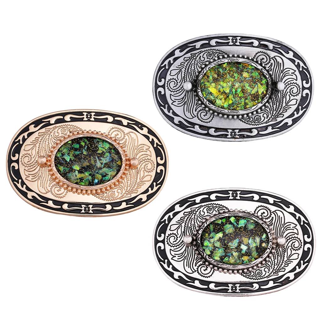Classic Western Oval Belt Buckle Hip-Hop Carved Belt Buckle For Leather Belts