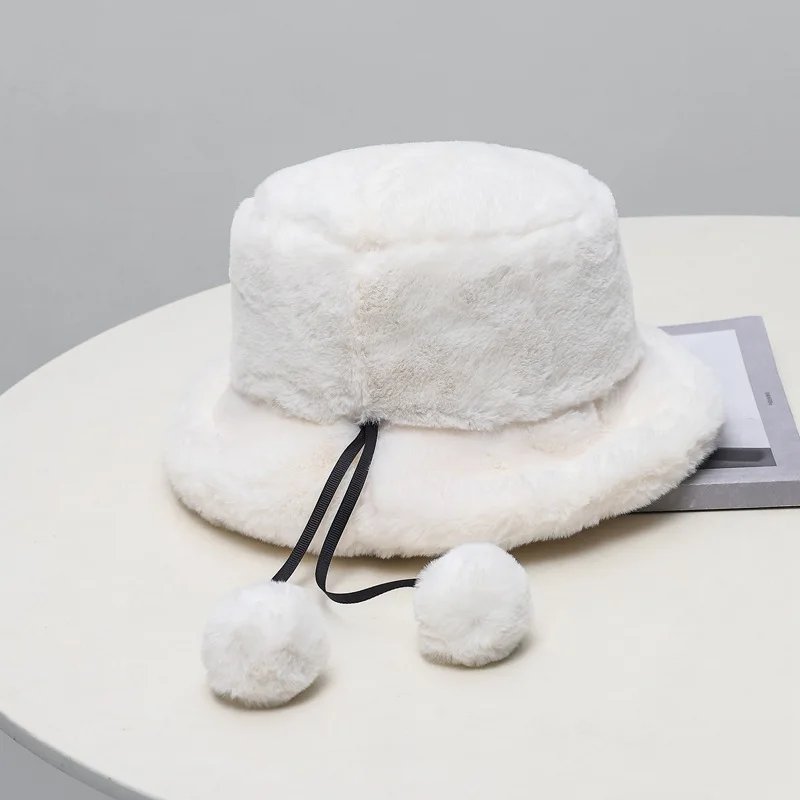 

Hat Women's Bucket Hat Korean-style Versatile Japanese-style Autumn & Winter Hipster Suitable Short Hair Small Hood Plush Bucket