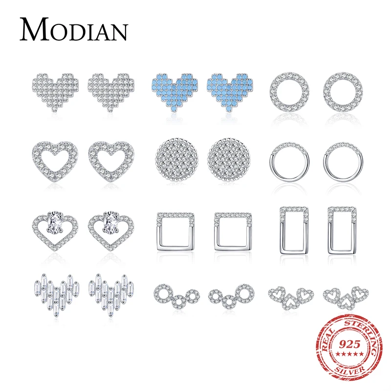 Modian 32 Style 100% Argento Sterling 925 Cuori Di Moda Clear Cz Turchese Orecchini Per Le Donne Gioielli Da Sposa Semplici