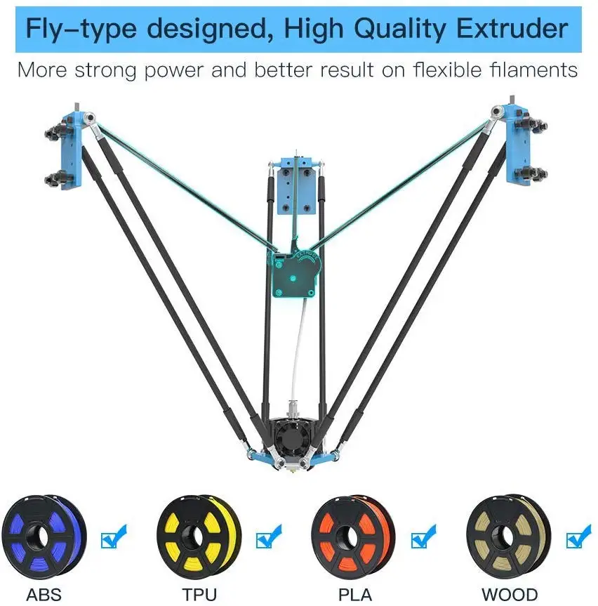 ANYCUBIC Predator 3d printer Kossel линейный плюс принтер с ultraase экструдер большой объем сборки