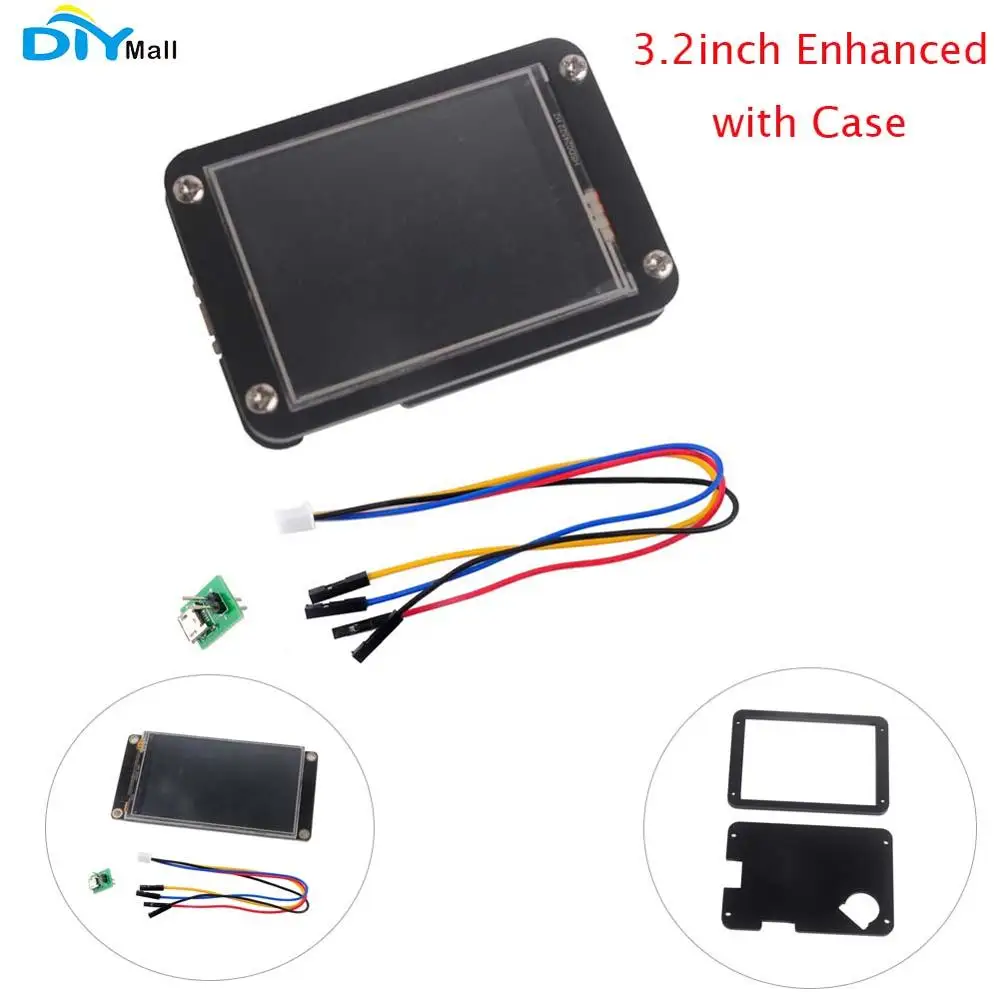 Sensível ao Toque com Acrílico Case para Arduino Nextion Reforçada Display Polegada Hmi Tela Preto Raspberry pi 3.2
