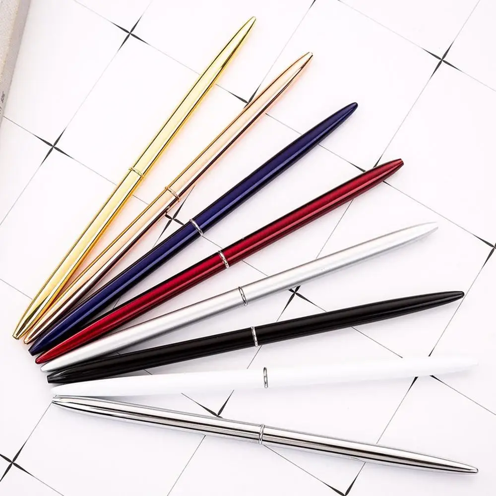 

8PCS/LOT Creative Slim Metal Ballpoint Pen Custom logo Ball Pen For Business Writing Gifts Office School Supplies Stationery