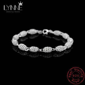 

New Fashion 7mm Hollow Oval Charm Bracelet 925 Sterling Silver Bohemia Ethnic Style Rugby Chain Bracelet For Women Jewelry Gift