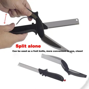 

Multifunctional Kitchen Vegetable Scissors 2 in 1 Board Chopper Fruit Vegetable Meat Cheese Sharp Cutter Kitchen Safety Tool