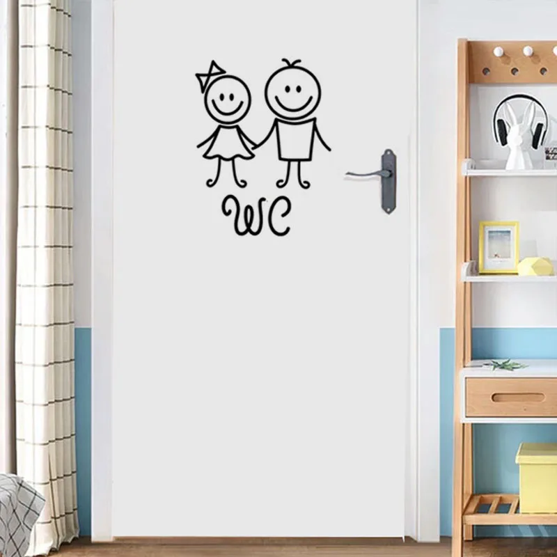 Cartoon WC Door Decoration for Bathroom Man and Women Toilet Wall Stickers Creative Wall Decals PVC Vinyl Wallposter Removable Cartoon WC Door Decoration for Bathroom Man and Women Toilet Wall Stickers Creative Wall Decals PVC Vinyl Wallposter Removable