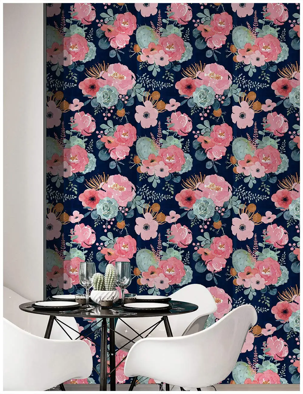6m Flower Wallpaper Peel And Paste White Pink Green Navy Blue Vinyl Self Adhesive Contact Paper Bedroom Walls Home Decoration Wallpapers Aliexpress