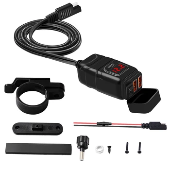 

12V Digital Voltmeter Square Dual USB Adapter Data Transmission Waterproof Phone Charger ATV Motorcycle Accessories Universal