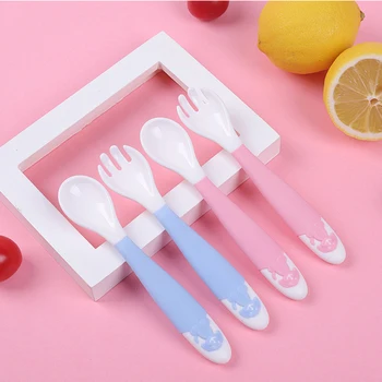 

2Pcs Bendable Baby Spoon Soft Silicone Children Feeding Dishes Tableware Babies Easy Grip Food Feeding Training Spoon Tools