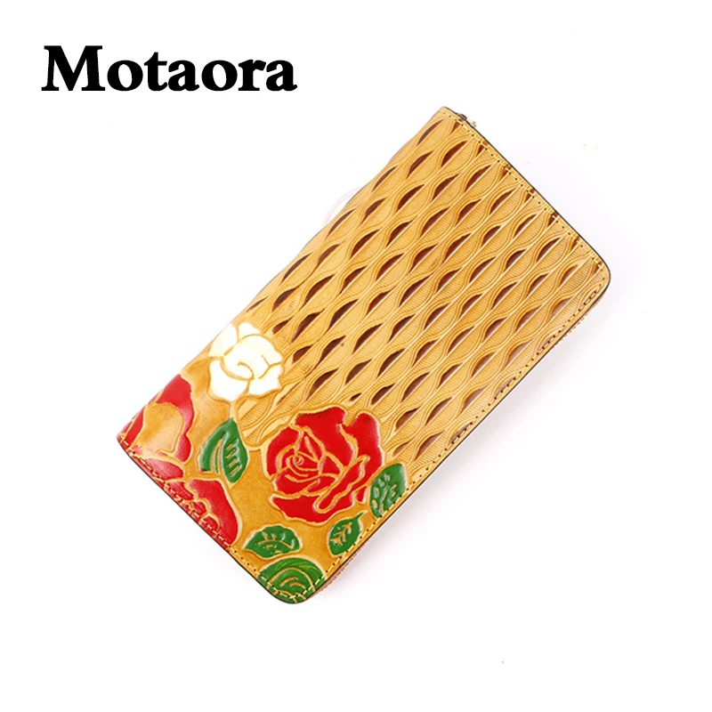 MORAOTA New Women's Wallet Ladies Retro Wallets Coin Cash ID Card Purse Woman's Vintage Long Female Cowhide Holder | Багаж и сумки