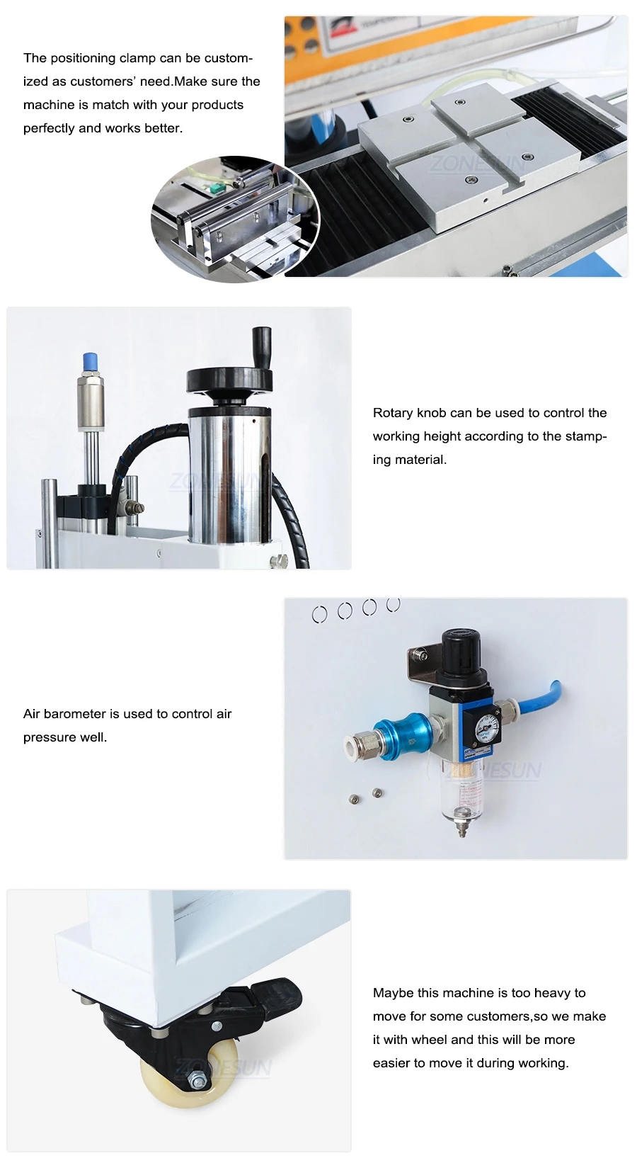 ZONESUN ZY-819R Simulator Cursived Surface Pneumatic Stamping Machine