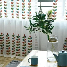 Modern Tulle Sheer Curtains Knitted Leave for Living Room Bedroom Embroidered Voile Curtain Kitchen Window Home Decoration Salon