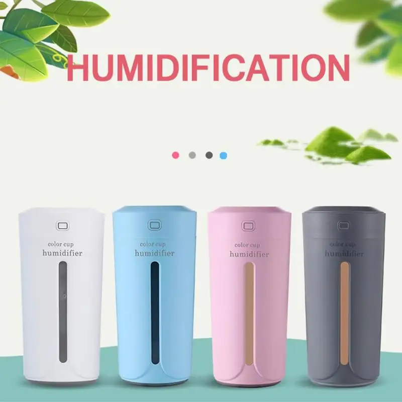 

USB Mini Pulling Humidifier Aroma Diffuser Air Purifier LED Light Humidificador Cup for Home Car 230ml Ultrasonic Air Humidifier