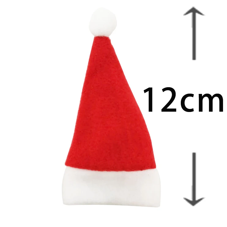 (10 Pcs/pack) 12cm Mini Christmas Hat For Red Decoration New Year Decoration Handmade DIY Kids Gift Holiday Party Supplies