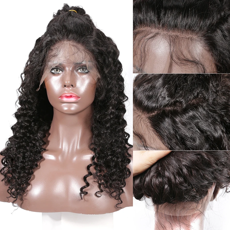 Linksbeauty 13x6 Синтетические волосы на кружеве парики из натуральных волос на кружевной основе Реми волос афро кудрявый вьющиеся Малайзии глубокая волна воды длинные ЛОБНЫЙ парик для черных Для женщин