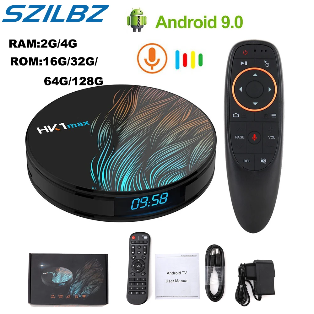 Приставка Смарт ТВ SZILBZ HK1 Max Android 9 0 4 + 32/64 ГБ 4K Wi Fi|ТВ-приставки и медиаплееры| |