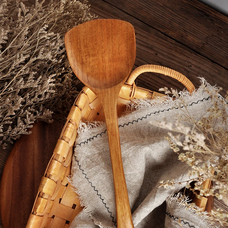 Деревянная кухонная лопатка Тернер кухонный инструмент антипригарная длинная ручка