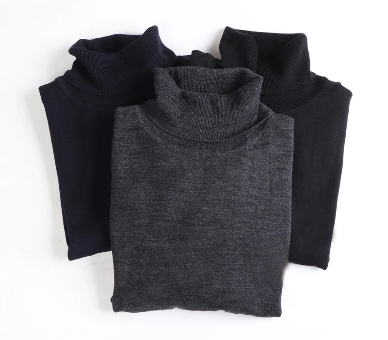 Men's Merino Wool Base Layer Shirt Sweaters 100% Merino Wool Lightweight Turtle Neck Sweater Knitted Pullovver For Men Keep Warm 5