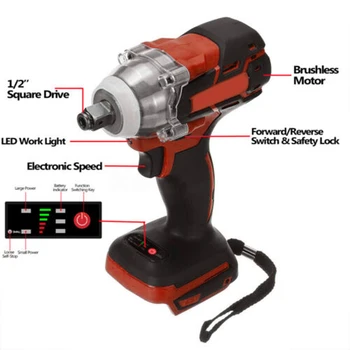 

18V 520Nm Cordless Brushless Impact Wrench Body No Batteries For Makita Battery Steeples Speed Change Switch