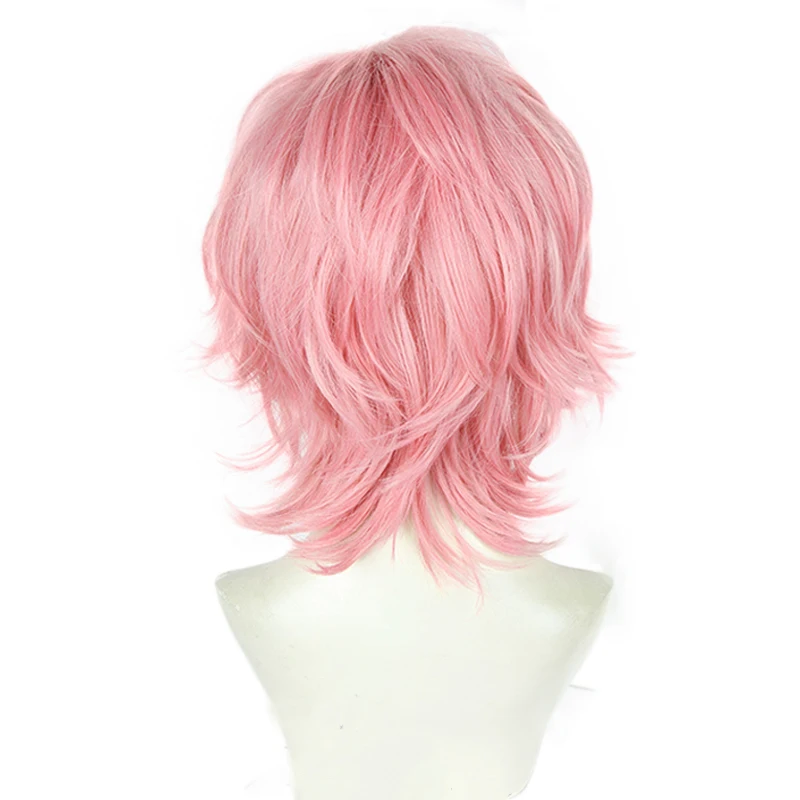 police woman costume Ayato Yuri Cosplay Wig Anime Yarichin Bitch Bu Club Pink Short Heat Resistant Synthetic Hair Halloween Party Wigs + Wig Cap winifred sanderson costume