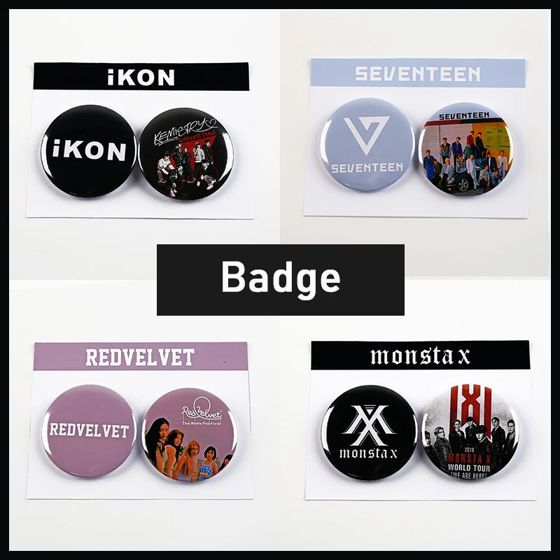 

Kpop MONSTA X iKON SEVENTEEN INFINITE Red Velvet Stray Kids Album Badge Set Photo Album Brooches Fans Gifts Collection Drop Ship