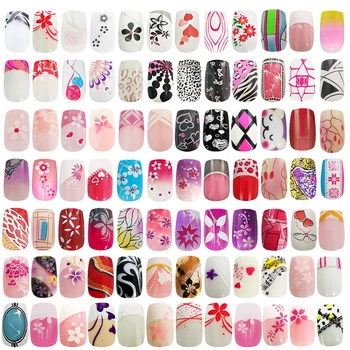 

24pcs nail tips with Designs 96 Colors Girl Nails Simple and Convenient Operation Nail Tips