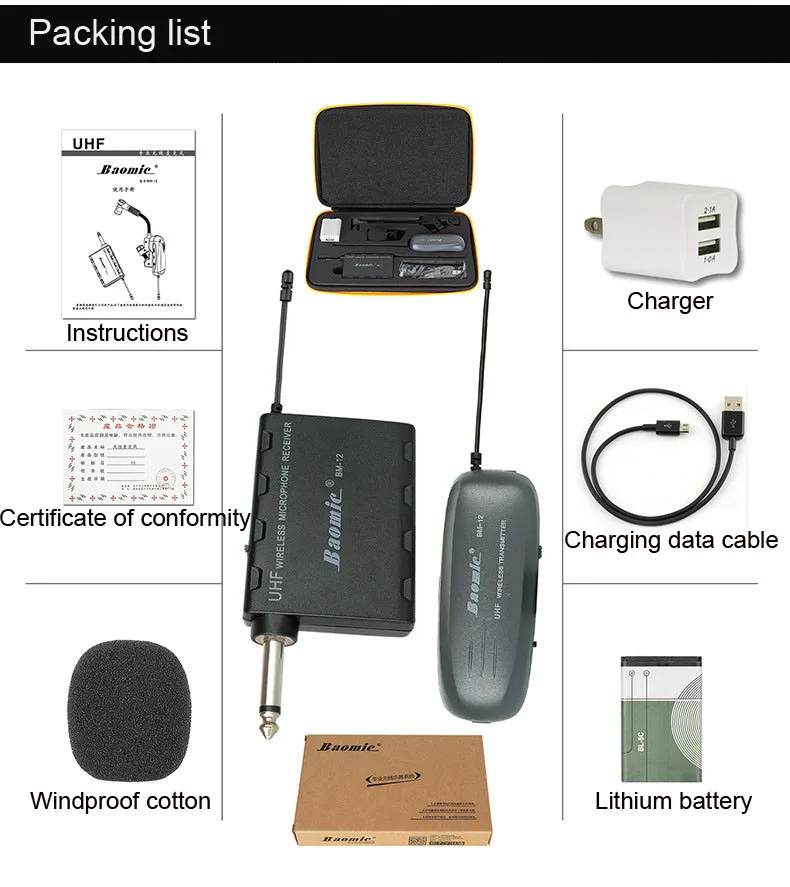 ERZHEN professional wireless microphone system UHF
