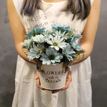 Искусственные цветы+ ваза поддельные шелковые Винтажные розы цветы букет для комнаты Кухня сад Свадебная вечеринка Декор стол букет