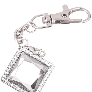

10pcs/lot Mixed Square Thick glass crystal stone locket Key Ring Memory Living Magnet Glass Keychains Locket for Floating charms