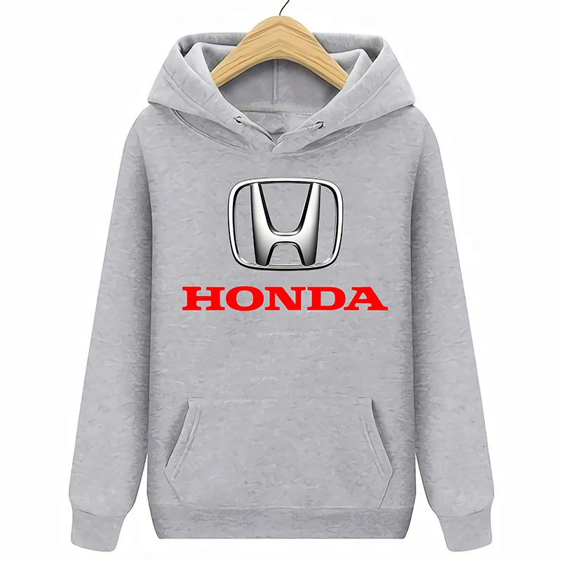 Серый Honda Логотип толстовки с надписью Cars, трикотажная рубашка, цвет черный, новинка - Цвет: Серый