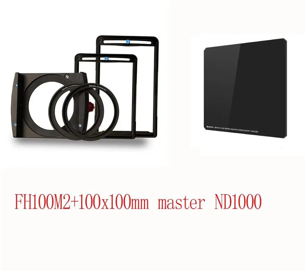 Benro FH100M2 квадратный фильтр системы ND/GND/CPL держатель фильтра поддержка установки 3 фильтра 77 мм 82 мм переходное кольцо - Цвет: FH100M2 with ND1000