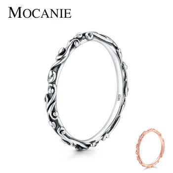 

Mocanie Classic 925 Sterling Silver Retro Flora Pattern Finger Ring for Women Stackable Minimalist Ring Fine Jewelry Party Gift
