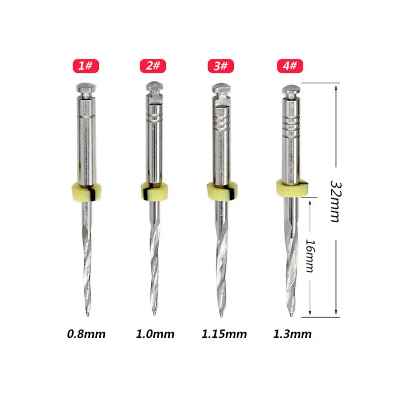 

4pcs/pack Dental Drills for Fiber Post 32mm Stainless Steel 1-4# Endodontics Files Dental Instruments