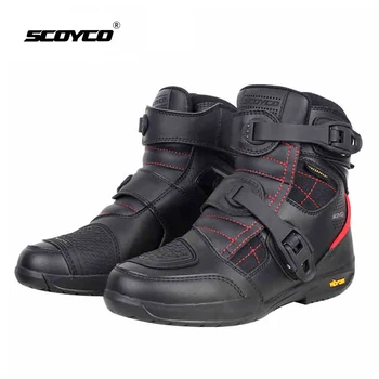 

SCOYCO Motorcycle Boots Black Waterproof Motocross Boots Men Casual Microfiber Leather Off-Road Riding Moto Motorbike Shoes
