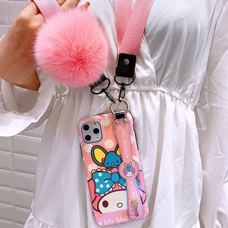 Для iphone 11 pro Max My Melody ремешок на запястье мягкий чехол для телефона для iphone XR XS max X 8 7 6 plus Blue Rey Dog чехол+ ремни