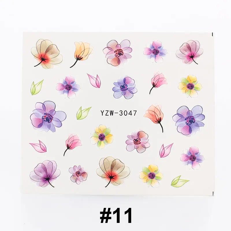 pattern 11 Модные наклейки для ногтей наклейки DIY горный хрусталь украшения водные искусства цветы вечерние рождественские водонепроницаемые наклейки для ногтей - Цвет: pattern 11