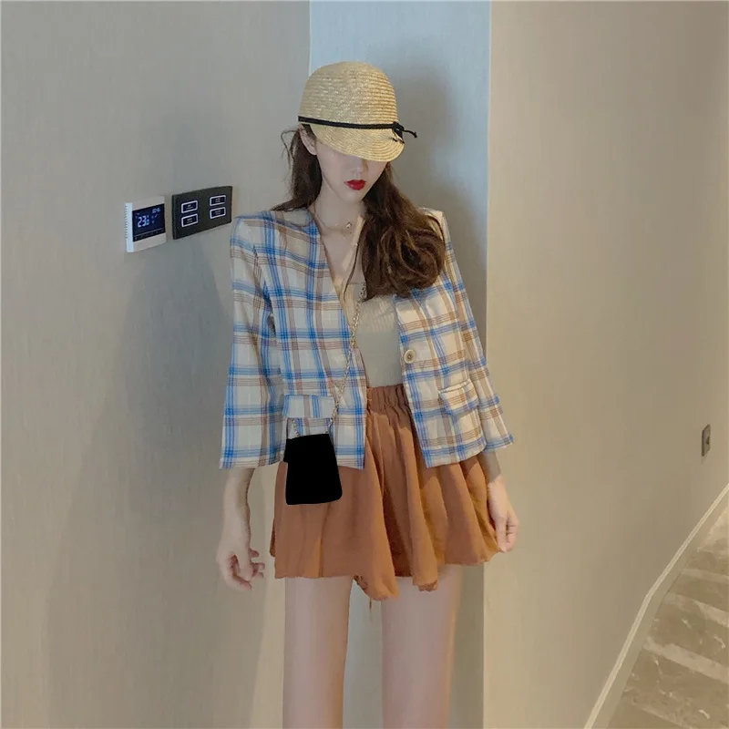 

Korean-style Elegant Pattern Small Suit Coat Women's Autumn 2019 New Style Loose-Fit Versatile Casual Short Blazer