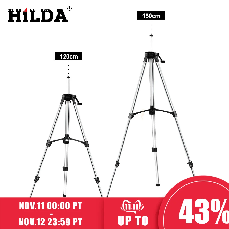 Preise HILDA Laser Level Stativ Einstellbare Höhe Verdicken Aluminium Stativ Für Selbst nivellierung 1,2 1,5 m