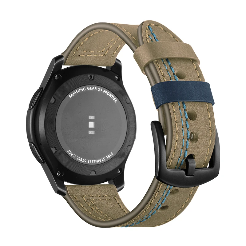 Ремешок из натуральной кожи для samsung galaxy watch 46 мм gear S3 Frontier huawei gt 2 ремешок часов