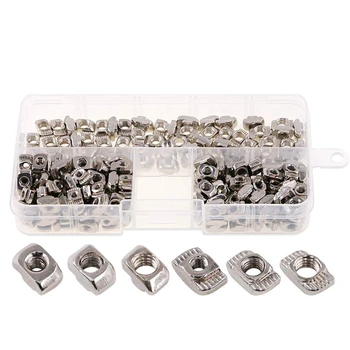 

200Pcs European M3 M4 M5 T-Nut Slot Hammer Head Fastener Nut Assortment Kit for T Slot 20 Series Aluminum Profile